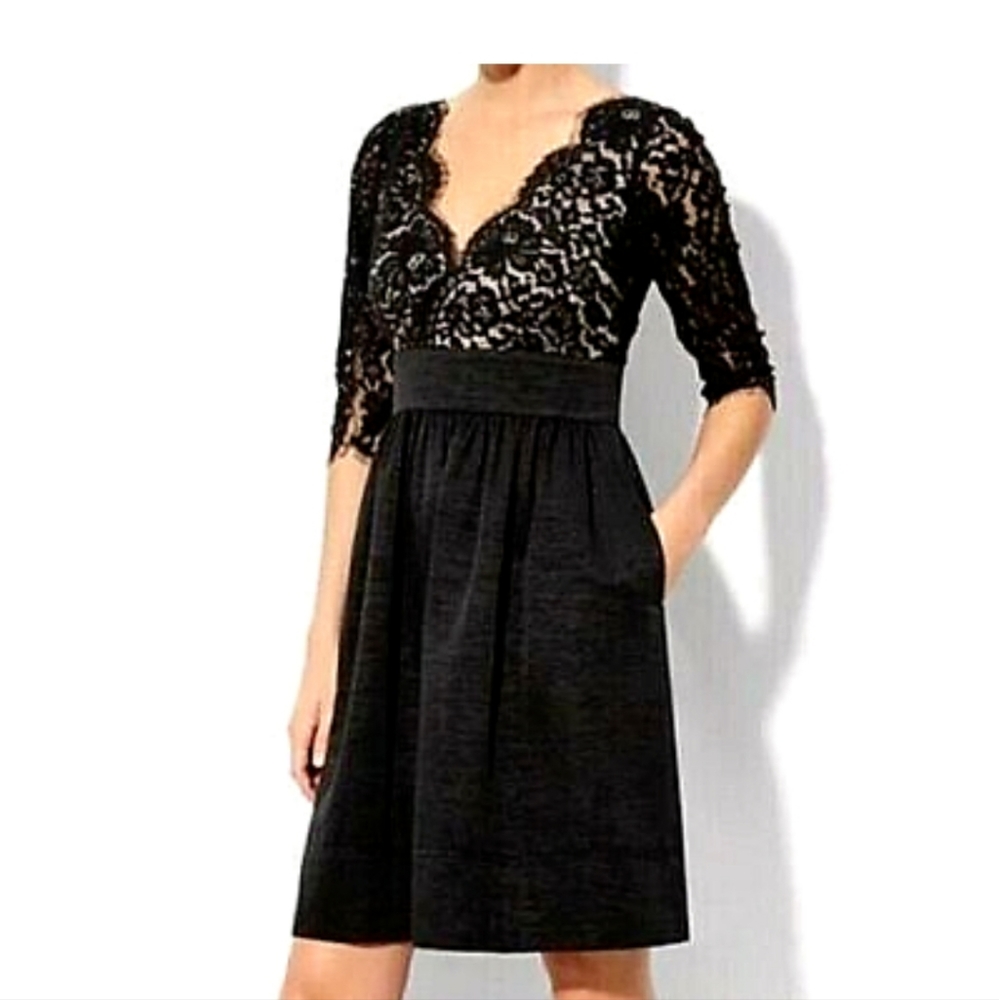 3/4 sleeve black lace Eliza J cocktail dress